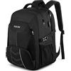 PUSLOM Zaino Uomo Grande 55L 18.4 Pollici con Caricatore USB Lavoro Impermeabile Laptop Computer PC Portatili per Viaggio Ufficio Scuola,Nero