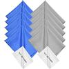 Eco-Fused Panno in Microfibra da 6 x 7 per la Pulizia - Set 12 Panni Blu/Grigio e Bianco per Occhiali e Lenti della Fotocamera