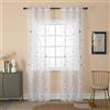 GIRASOLE HOME® Coppia Tende Voile Filtranti Fantasia Stelle Argentate Tenda Bianca per Interni con Tasca e Passanti Nascosti 2 Pannelli (Stelle Argento, 70x235cm)