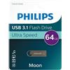 Philips Pen Drive 64GB Philips USB 3.1 Moon Argento [FM64FD165B/00]