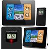 BERDSEN Stazione meteo con display BD-902, misurazione della temperatura esterna e interna, funzione di allarme snooze, ricarica della batteria, sincronizzazione dell'ora, nero