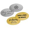 Bonazzi 112 Etichette personalizzate ORO e ARGENTO per confezioni, bollini multiuso per CHIUSURA PACCHETTI regalo, adesivi sagomati chiudipacco, sigilli per confezionamento (Ovali 50x30mm)