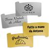 Bonazzi 112 Etichette personalizzate ORO e ARGENTO per confezioni, bollini multiuso per CHIUSURA PACCHETTI regalo, adesivi sagomati chiudipacco, sigilli per confezionamento (F002 50x30mm)