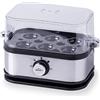 Lacor - 69344 - Cuociuova SIX OVUM, Acciaio Inox 18/10, 100% BPA free, 3 Livelli di Cottura: Duro, Mollet, Acqua Passata, Capacità: 6 uova, Spegnimento Automatico, 23,5 x 13 x 14 cm, Grigio