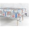 HOME ZEN HOUSEHOLD LINEN TOVAGLIA PLASTICA LAVABILE PVC IMPERMEABILE COPRITAVOLO PLASTIFICATO STAMPATO CON BORDINO FELPATA ANTIMACCHIA WATERPROOF (120X230CM, MARINO AZZURRO)
