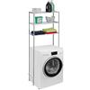 Relaxdays Mobile per Lavatrice in Metallo, 3 Scaffali per Bagno o Lavanderia, sopra WC HxLxP 162,5x67x30 cm, Argento