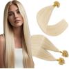 Elailite Extension Cheratina Capelli Veri Naturali 100 Ciocche Qualita Migliorata 35cm - 100% Remy Human Hair Indiani senza Clip 50g #60 Biondo Platino