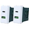 ZOREI 2 Pezzi Presa 2 Uscite USB Tipo A + USB Tipo C, da Muro 3.1A, Ricarica Veloce, Compatibile Con Vimar Plana, Occupa 1 Modulo