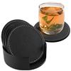 Fippy - 6 sottobicchieri in pelle, colore nero, antiscivolo, per bicchieri da caffè e bar