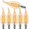 ProCrus E14 LED Dimmerabile Candela Lampada,Vintage 4W Lampadina LED a Filamento C35,Lampadine a Candela Bianco Caldo 2700K,4W Sostituisce 40W,400LM,Dimmerabile,Ambra,Confezione da 6