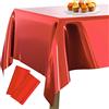PartyWoo Tovaglia in Lamina Rossa, Confezione da 2 Tovaglie Rettangolari 54 x 108 Pollici, Tovaglia in Lamina per Tavolo da 6 a 8 Piedi, Tovaglia Metallica, Tovaglia Impermeabile per Compleanno