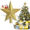 AOBETAK Stella Albero Di Natale AOBETAK Glitter Alberi Di Natalizie Decorazioni, Plastica Leggera Hallow Christmas Trees Topper Stars, Puntale Albero Natale Decorazioni 20cm/7.8in (Oro)