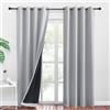 PONY DANCE Tende Cameretta Bambini - 2 Pezzi 140x245 CM Tende Camera da Letto Moderna Tenda Oscurante 100% ad Anelli Tende Termiche Isolanti per Interni, Grigio Chiaro