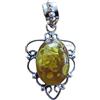 CELCIA JEWELRY Ciondolo in argento sterling massiccio 925 per donna uomo, autentica ambra baltica cabochon ovale con pietra preziosa ciondolo artigianale unico per lei lui