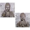 DRW Set di 2 quadri tela legno quadrati con un Buddha multicolore 60 x 3 x 60 cm