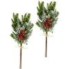 Flair Flower Cintura artificiale di abete con coni, bacche di neve artificiale, rametto di abete, accessorio per conifere, corona dell'Avvento, decorazione natalizia, gambo artificiale, ghirlanda, ghirlande ramo