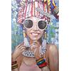 DRW Quadro tela legno rettangolare con una donna multicolore 80 x 3 x 120 cm