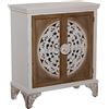 DRW Mobile di Ingresso Console con 2 Ante in Legno e MDF intagliate in Naturale e Bianco 81 x 39 x 92 cm, Madera Y DM, Blanco