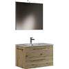 MaMa Store 60-Mobile Bagno Sospeso 60 CM QUERCIA NATURALE con Lavabo, Specchio e Lampada LED, L.62 X P.47 X H.53 cm, Legno, 62 X P. 47