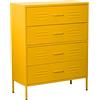 DRW Comoda con 4 cassetti con Prese d'Aria in Metallo in Giallo 80 x 35 x 102 cm, Altezza Gambe: 15,5 cm, Amarillo, estandar