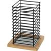 DRW Portautensili in Metallo e Legno in Nero e Naturale, 12 x 12 x 16 cm, Contenitore 9 x 9 x 16 cm