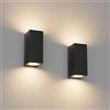 Klighten 2 Pezzi Applique da Parete Esterno Interno Impermeabile IP65, Attacco GU10 Lampade da Parete Moderno in Alluminio, Up&Down Lampada a Muro Nero, Lampadina non Inclusa