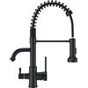 TVTIUO Rubinetti da cucina a 3 vie rubinetto cucina con doccetta estraibile miscelatore acqua potabile in ottone Con Filtro Per L'acqua Acqua bocca girevole a 360 °,spray pull-down,nero