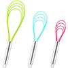 Webake Frusta piatta in silicone per salsa di uova da cucina, 3 pezzi da 20 cm da 20 cm da 10 cm da 12 cm a 12 cm per miscelare, sbattere, mescolare