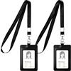 Vicloon Porta Badge Pelle, 2Pcs Porta Badge da Collo, Tesserino Verticale con cordini in Nylon da 45,7 cm, Pass Identificazione per Ufficio, Scuola, Patente di Guida