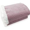 Home Tresor Coperta Plaid in Pile Sherpa Invernale Calda, Morbida con Doppio Strato Agnellato, Coperta Flanellata in Microfibra, 440 gr/mq (Rosa, Plaid cm.127x152)