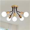 MRHYSWD Plafoniera Soffitto Moderna, 5 Luci Lampadario Soffitto Vintage Lampada Soffitto Industriale Plafoniera E27 Nera E Dorata Camera Da Letto Soggiorno Cucina, Bracci Regolabili, Senza Lampadine