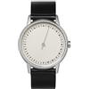 slow round 01 - Black Leather, Silver Case, Silver Dial