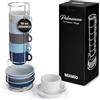 MIAMIO - 6 tazze da 75 ml / Set di tazze da caffè espresso in ceramica con motivo a diamante - Collezione Palmanova (Ocean Edition)