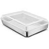 Joyfair Teglia da forno con coperchio, Set di teglie per torte in acciaio inox, 26,5x20x5cm, teglia rettangolare per la cottura e la conservazione, ideale per torte/brownie/lasagne