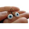 Asai Bolivien Ethno Tribal Manufaktur ◦-●◉✿ AZZURRO BIANCO EVIL EYE VINTAGE BRONZO ORECCHINI ORECCHINI CON PERLA CABOCHON ✿◉●-◦ orecchini piccoli con cabochon tondo simbolo di protezione dall'Oriente
