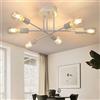 CBJKTX Lampada da soffitto Vintage Soggiorno E27 Plafoniera da camera da letto retrò Lampadario a 6 luci da tavolo da pranzo bianca Illuminazione industriale in stile rustico (senza lampadine)