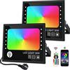 CREATESTAR Faretto LED RGB 30W, Faro Esterno 16 Milioni di Colori 28 Modalità Dimmebili, Impermeabile IP66 Proiettore Con Telecomanda e APP Per Giardino Bar Festa