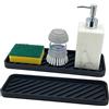 Leadfun Organizer Cucina Lavello Silicone 30cm x 11cm, Porta spugne Lavello Cucina, Porta Sapone e Spugna da Cucina Bagno, Tappetino Sgocciolatoio(Nero, 2 pezzi)