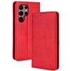 GOGME Custodia per Samsung Galaxy S22 Ultra 5G Custodia in pelle PU + TPU Custodia a portafoglio Flip Case, Cover a portafoglio con ID carta di credito con chiusura magnetica, colore: Rosso