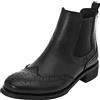 rismart Donna Brogue Wingtip Caviglia Alto Scivolare su Comfort Genuino Pelle Chelsea Stivali SN02052(Nero1,38 EU)