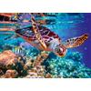 Ulmer Puzzleschmiede - Puzzle 'Tartaruga Mare' da 2000 Pezzi - Motivo Tartaruga Galleggiante Come Registrazione Subacquea Luminosa nel Mare del Sud