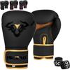 Islero EVO Fitness - Guantoni da boxe da uomo, colore nero opaco, da donna, rosa, per MMA, muay thai, arti marziali, kickboxing, sparring, allenamento, combattimento, con fasce per le mani (473,6 g