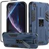 Btstring Cover per iPhone XR con Pellicola Protettiva, Militare Custodia con Stand Supporto Bumper Antiurto Case, TPU+PC Dual Layer Custodia - Blu