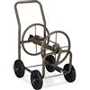 Relaxdays Carrello Avvolgitubo da Giardino, Carrellino Mobile per Acqua in Metallo, 4 Rotelle, Tubi Lunghi 60 m, Marrone