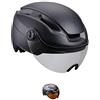 BBB Cycling Indra Faceshield Bhe-56f 2021, Ciclismo E-Bike e Speed Casco Bicicletta con Visiera Regolabile +40% Protezione Certificato CE Uomo Donna Taglia Bici, Nero Opaco/Trasparente, M (55-58 cm)