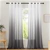 PONY DANCE Tenda per Bambini Cameretta con Anelli - Tende Effetto Lino Semitrasparenti Tende per Interni Decorazioni Tende Sfumate per Soggiorno 2 Pezzi 140x220 CM, Grigio