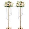Nuptio Centrotavola Matrimonio Vasi D'oro - 2 Pezzi 90cm Altezza Vaso Fiori Cristallo Metallo Stand per Decorazioni Tavoli Festa Eleganti per Matrimoni Sfusi Centrotavola Lampadari Tavolo
