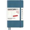 LEUCHTTURM1917 365713 Agenda settimanale e quaderno con copertina morbida Pocket (A6) 2023, 12 mesi, Stone Blue, Tedesco