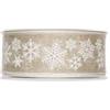 Nastro Animato Fiocchi Neve Argento su Lino cm 2,5