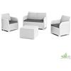 SET SALOTTO DA ESTERNO BIANCO POLIRATTAN DIVANO 113x65x74h + 2 POLTRONE TAVOLINO